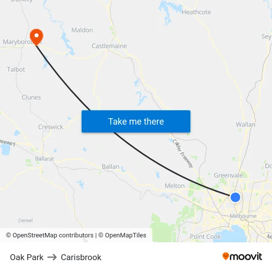 Oak Park to Carisbrook map