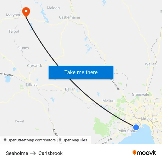 Seaholme to Carisbrook map