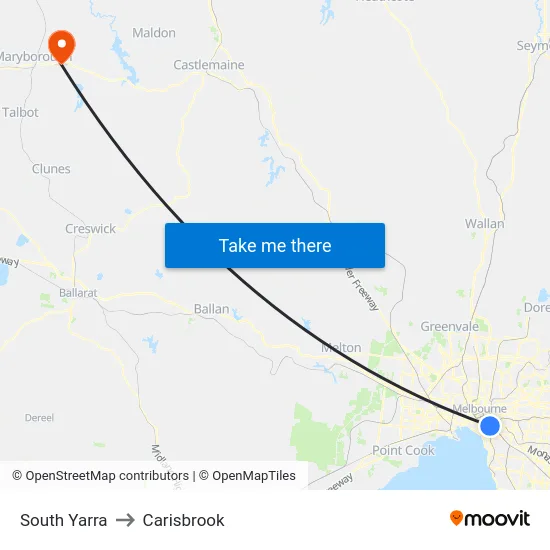 South Yarra to Carisbrook map