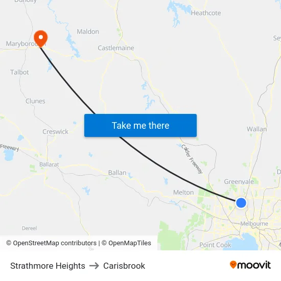 Strathmore Heights to Carisbrook map