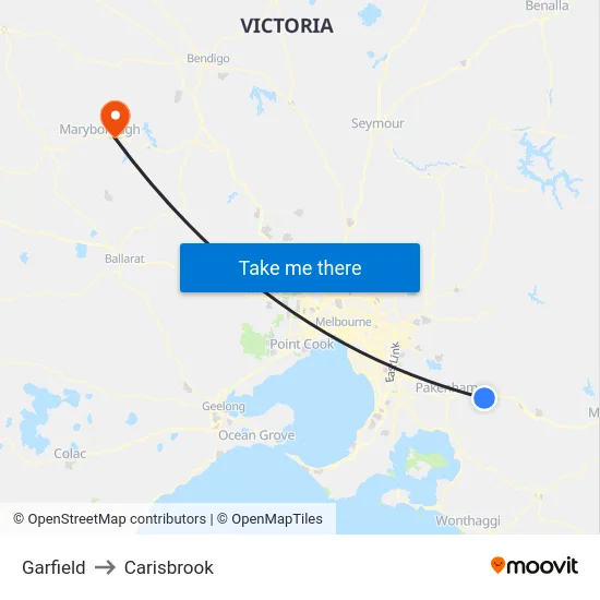 Garfield to Carisbrook map