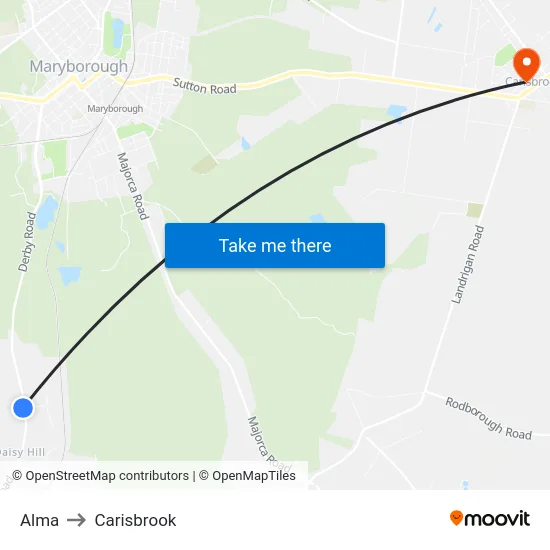 Alma to Carisbrook map