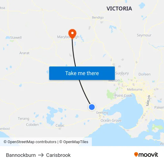 Bannockburn to Carisbrook map