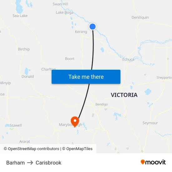 Barham to Carisbrook map