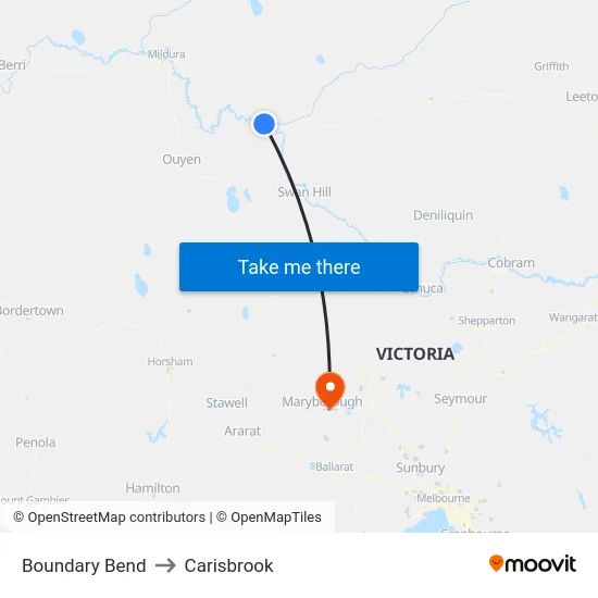 Boundary Bend to Carisbrook map