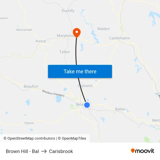 Brown Hill - Bal to Carisbrook map