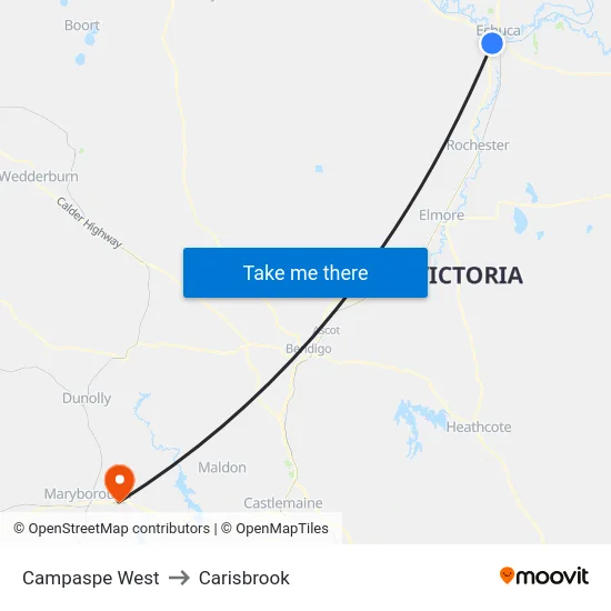 Campaspe West to Carisbrook map
