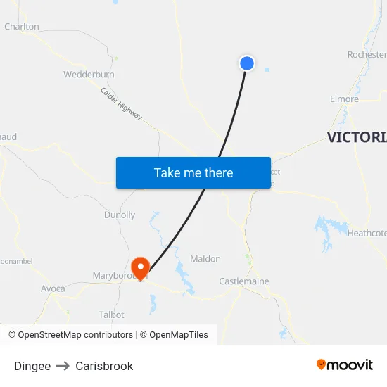 Dingee to Carisbrook map