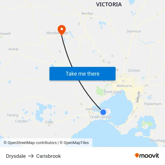 Drysdale to Carisbrook map
