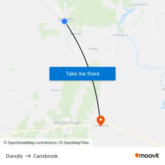 Dunolly to Carisbrook map