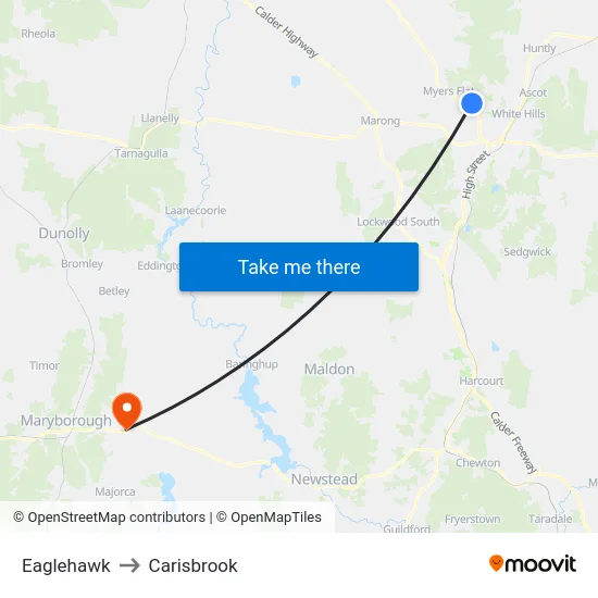 Eaglehawk to Carisbrook map