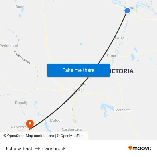 Echuca East to Carisbrook map