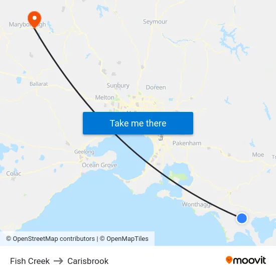 Fish Creek to Carisbrook map