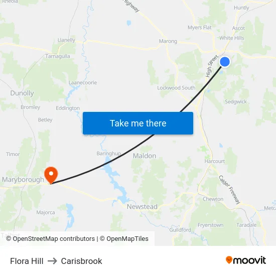 Flora Hill to Carisbrook map