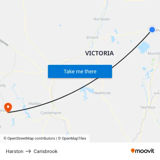 Harston to Carisbrook map