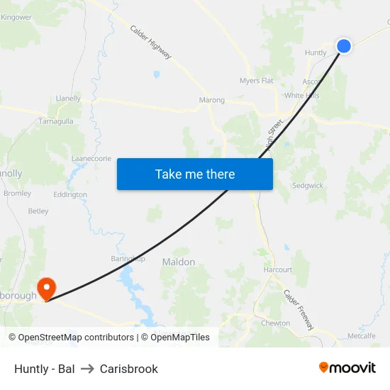 Huntly - Bal to Carisbrook map