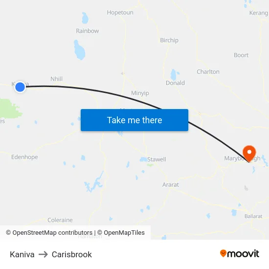 Kaniva to Carisbrook map