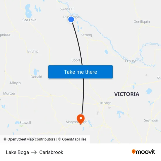 Lake Boga to Carisbrook map