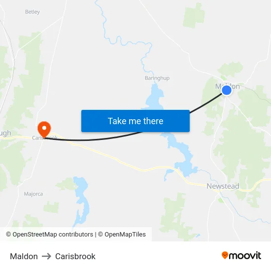 Maldon to Carisbrook map