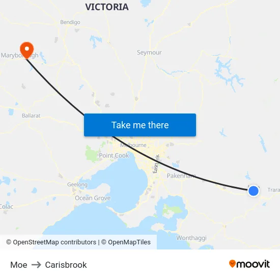 Moe to Carisbrook map