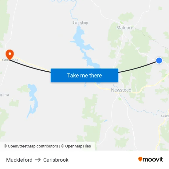 Muckleford to Carisbrook map