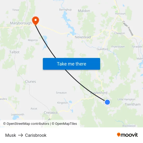 Musk to Carisbrook map