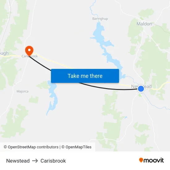 Newstead to Carisbrook map
