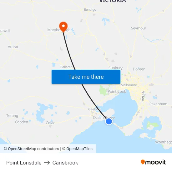 Point Lonsdale to Carisbrook map