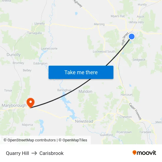 Quarry Hill to Carisbrook map