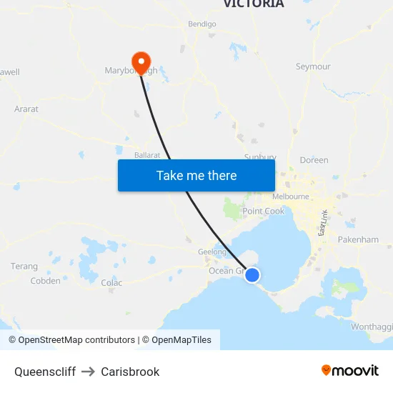 Queenscliff to Carisbrook map