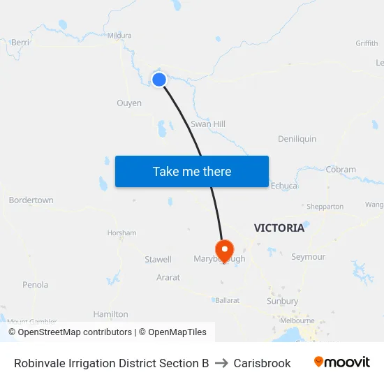 Robinvale Irrigation District Section B to Carisbrook map