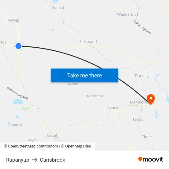 Rupanyup to Carisbrook map