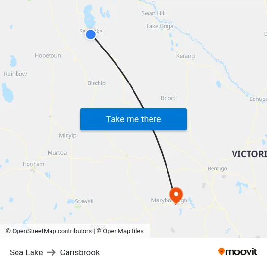 Sea Lake to Carisbrook map