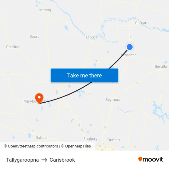 Tallygaroopna to Carisbrook map