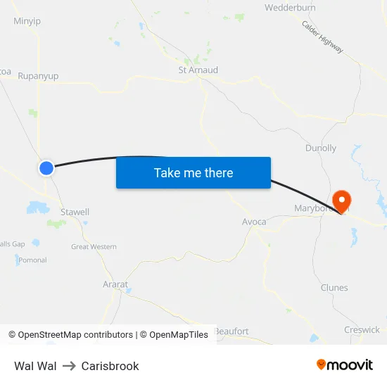 Wal Wal to Carisbrook map