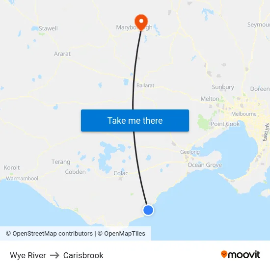 Wye River to Carisbrook map