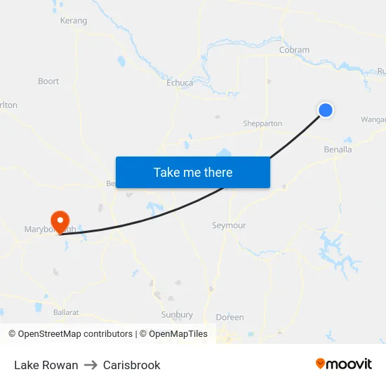 Lake Rowan to Carisbrook map