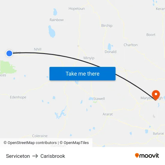 Serviceton to Carisbrook map