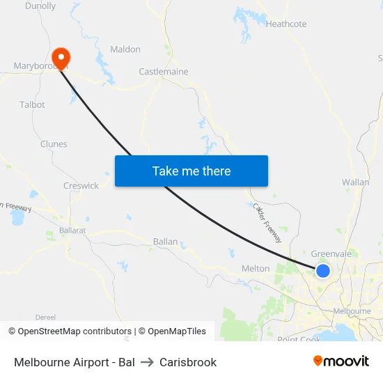 Melbourne Airport - Bal to Carisbrook map