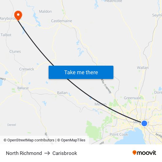North Richmond to Carisbrook map