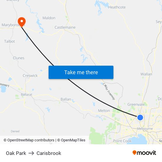 Oak Park to Carisbrook map