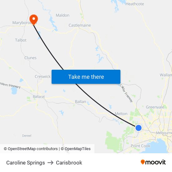 Caroline Springs to Carisbrook map
