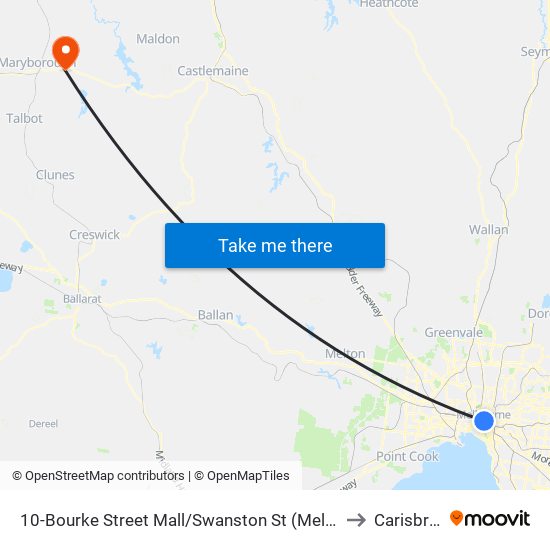 10-Bourke Street Mall/Swanston St (Melbourne City) to Carisbrook map