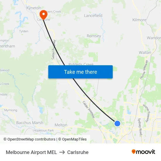 Melbourne Airport MEL to Carlsruhe map