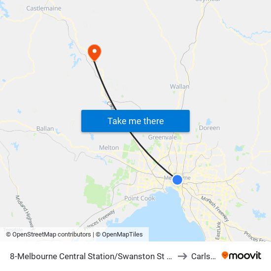 8-Melbourne Central Station/Swanston St (Melbourne City) to Carlsruhe map