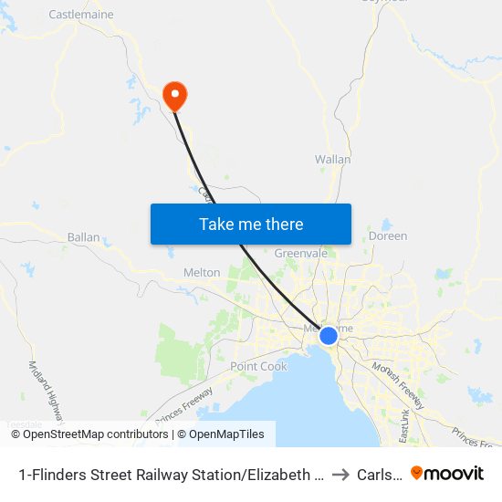 1-Flinders Street Railway Station/Elizabeth St (Melbourne City) to Carlsruhe map