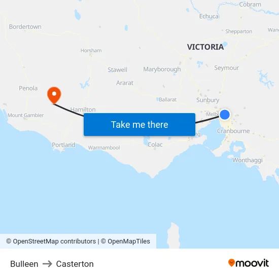 Bulleen to Casterton map