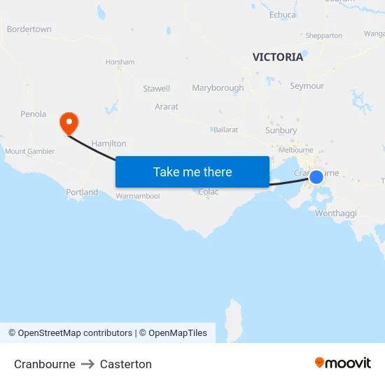 Cranbourne to Casterton map