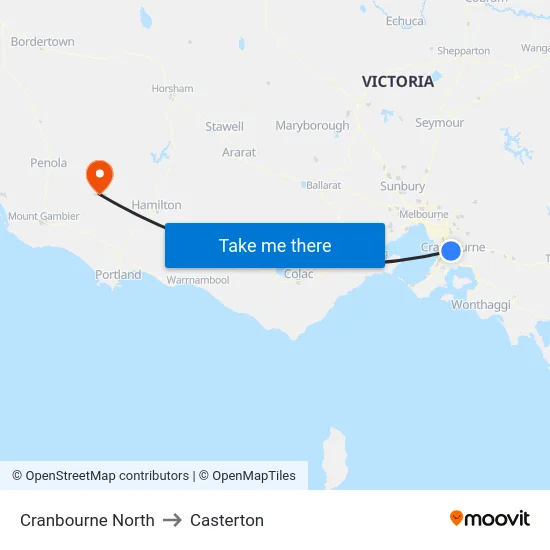 Cranbourne North to Casterton map