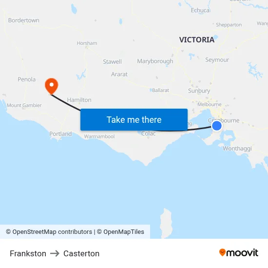 Frankston to Casterton map